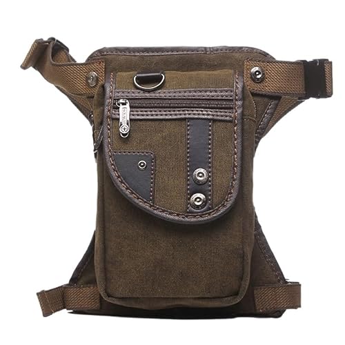 Beintasche Motorrad,Beintasche Herren Herren Hüfttasche Bum Leg Oberschenkeltasche Motorradfahrer Nylon/Canvas Male Cross Body Fanny Pack Hip Belt Drop Bags (Color : Coffee) von INOKAI