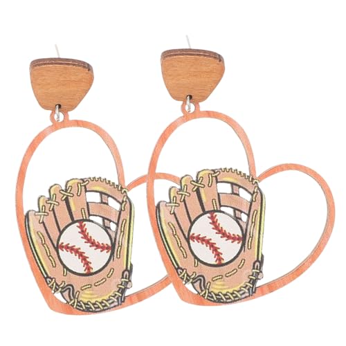 INOOMP 1 Paar Baseball-Ohrringe Ohrringe für Frauen Geschenke für Baseballspieler Ohrhänger Ohrstecker Baseballbälle frauen schmuck Ohrschmuck Persönlichkeit weicher Ball Fräulein Holz von INOOMP