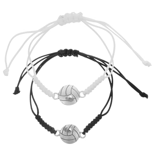 INOOMP 2 Stück Volleyball-Armband Verstellbare Sportarmbänder Geflochtene Volleyball-Charm-Armbänder Verstellbares Geflochtenes Seil-Armband Mit Anhänger Für Mädchen Jungen Teenager von INOOMP