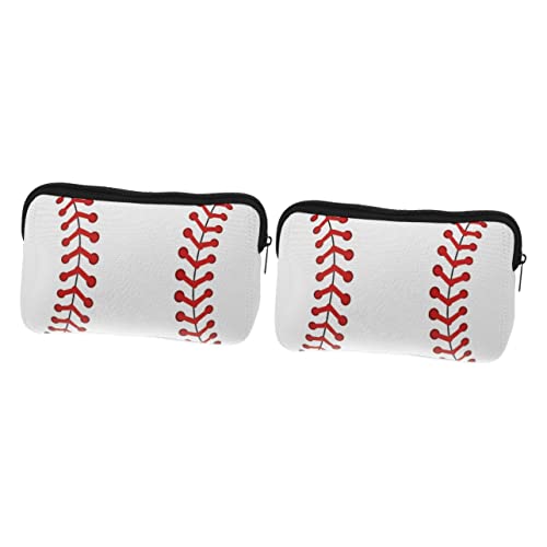 INOOMP 2st Baseball-Kosmetiktasche Softballtasche Für Mädchen Softballtasche Mit Rollen Make-up-Tasche Mit Reißverschluss Softball-Tasche Mama Tasche Bürste Bilden Reisen Oxford-Stoff von INOOMP