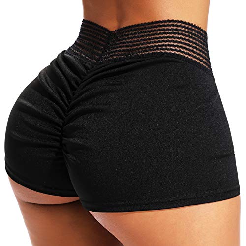 INSTINNCT Damen Shorts Sport Yoga Kurze Hose Sweatpants Laufshorts Training Gym Yoga Fitness Yoga A-Schwarz ohne Taschen(1720) S von INSTINNCT