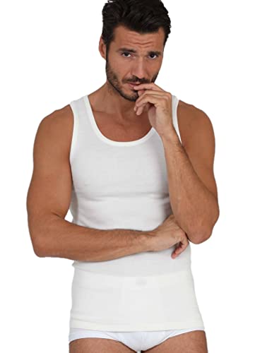 INTIMO 2D Tanktop für Herren aus Wolle und Seide, breit, weiß oder schwarz, Schwarz , Large von INTIMO 2D