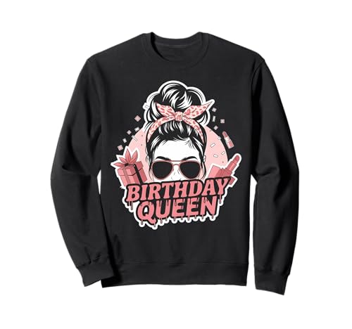 Geburtstag Königin Mädchen Rosa Lippenstift Sonnenbrille Passende Familie Sweatshirt Geburtstag Königin Mädchen Rosa Lippenstift Sonnenbrille Passende Familie Sweatshirt von IQTEE