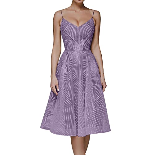 50er Jahre Kleid Damen Vintage Petticoat Sommerkleid Rockabilly Partykleid Festlich Cocktailkleid Ballkleid Swing Abendkleid Polka Dots Festkleid A Line Knielang 2023 Kleider Vintage (ZZ001-Purple, S) von IQYU