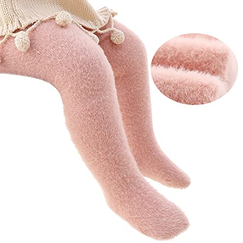 Hosen Baby Mädchen 74 Neugeborenes Baby Mädchen weiche warme Winterstrumpfhose Strumpf Baumwolle Kleinkind Ganzkörperhose Strumpfhose Fleece Kinder Leggings Strumpfhose Leggings (Pink, 6-12 Months) von IQYU