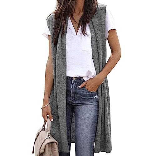 IQYU Ärmellose Weste Damen Lang Leicht Strickmantel Ärmellos-Strickjacke Elegant Einfarbig Strick-Cardigan Herbst-Übergangsjacke Lange Vorne Offen Strickweste Dünn-Leichte-Sommerjacke IQYU Ärmellose Weste Damen Lang Leicht Strickmantel Ärmellos-Strickjacke Elegant Einfarbig Strick-Cardigan Herbst-Übergangsjacke Lange Vorne Offen Strickweste Dünn-Leichte-Sommerjacke von IQYU