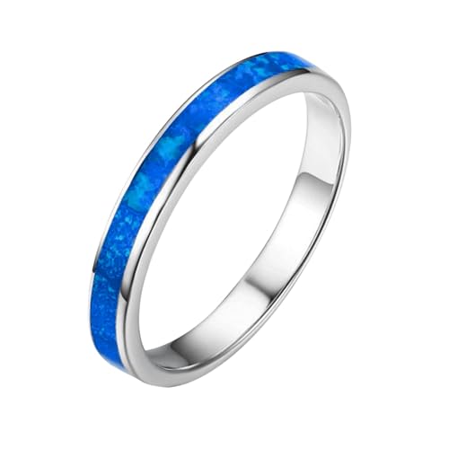 IQYU Apricot Ringe Schmuck Ringe Geschenke für Frauen Inlay Erstellt-Opal Ringe Hochzeit Mode Herren Bands Verlobung Hochzeit Trauringe Zielfernrohr Ringe (Blue, 10) von IQYU