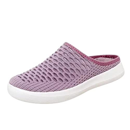 IQYU Bequeme Schuhe Damen Wasserdicht Atmungsaktive Schnürschuhe für Damen, Flache Freizeitschuhe, Unisex, leichte Mesh-Arbeitsschuhe, sportliche, atmungsaktive Damen Schuhe Schwarz Flach (Pink, 40) von IQYU