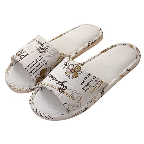 IQYU Damen Fluffy Hausschuh Frottee Pantoffeln mit Rutschfester Damen warme Slippers Sommer Garten Badelatschen Damen Sommerschuhe Flip Flops Herren Hausschuhe Flip Flops Mode (b-Beige, 42-43) von IQYU