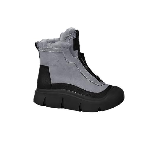 IQYU Damen-Schneestiefel, modisch, lässig, Sneakers, atmungsaktiv, flach, Freizeitschuhe, Winter, gepolstert, warm, Damenstiefel Herren 45 (Grey, 37) von IQYU