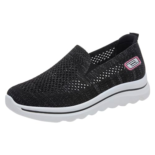 IQYU Damenschuhe Ethnische Freizeitschuhe Sommermode Hohl Atmungsaktiv Flacher Absatz Weiche Sohle Freizeitschuhe Damenschuhe Marine Sneaker (Black, 38) von IQYU