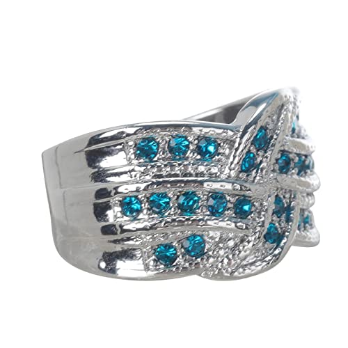 IQYU Figur Der Ringe Blau Geschenk-Verpflichtungs-Silber 925 Frauen-Ring-Schmucksache-Brautringe Damen Ringe Silber (Blue, 7#) von IQYU