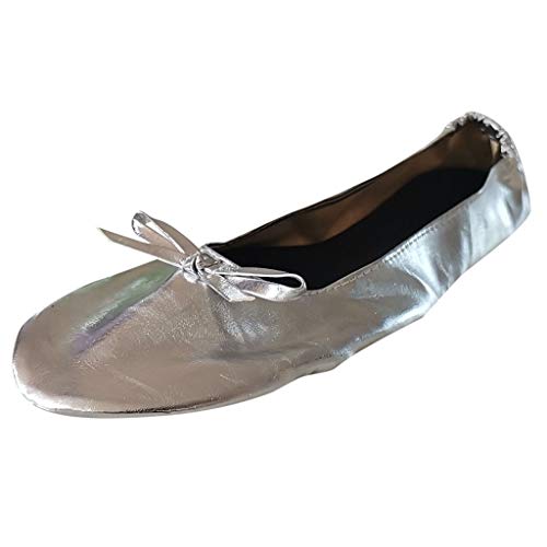 IQYU Flache Tanzschuhe Mit Ledersohle Flache Schuhe Elegant Freizeitschuhe rutschfest Espadrille Frauen Elegante Trekkingsandalen Flach-Tanzschuhe- Ballettschuhe- Dance Schuhe Kinder MäDchen von IQYU