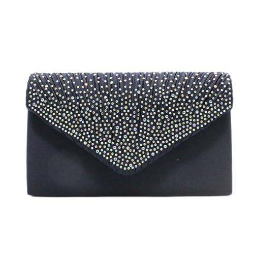 IQYU Für Taschen Große Damen-Clutch-Tasche für den Abend, Satin, Brautschmuck, Diamante, Party, Abschlussball, Umschlag Primark Taschen Damen (Dark Blue, One Size) von IQYU