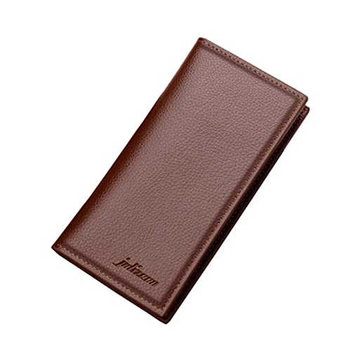 IQYU Geldbörsen Herren Groß Fashion ID Long Wallet Solid Color Men Open Purse Multiple Card Slots Clutch Bag Klein Geldbörsen Damen (Brown, One Size) von IQYU