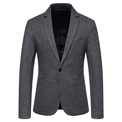 IQYU Herren Casual Anzugjacke, Herren Stilvolle Outwear Mantel Jacken-Blazer Herbst Anzug Blazer, 1 Knopf Blazer Reverskragen Tasche Anzug Mantel Knopfleiste Sakko Jacke Smoking Slim Festlich Fit von IQYU