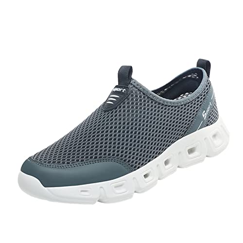 IQYU Herren Schuhe Sommer Große Größe Leichte Hohl Mesh Outdoor rutschfeste Freizeit Laufschuhe Schuhe Herren Ultra (Dark Gray, 45) von IQYU