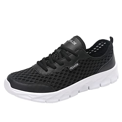 IQYU Herren Sommer Leichte Atmungsaktive Freizeitschuhe Mesh Lace Up Lässige Laufschuhe Outdoor Schuhe Herren Wasserdicht 44 (White, 40) von IQYU