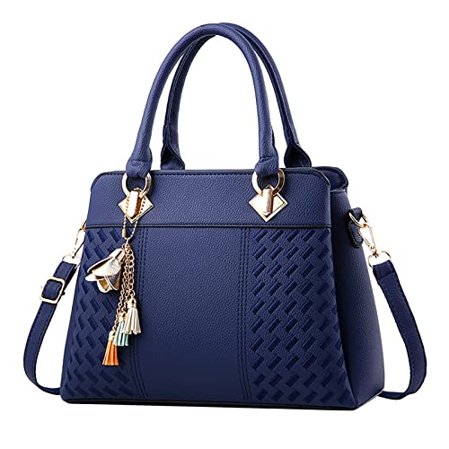 IQYU Hose Mit Kette Mit Taschen Damen Handtaschen Damen Geldbörse Satchel Umhängetaschen Geräumige Mode Tote Ledertasche Leggings Mit Taschen 3/4 (Blue, One Size) von IQYU