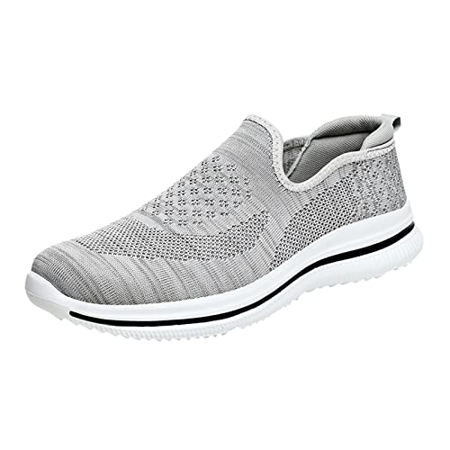 IQYU Mode Männer Mesh Bergsteigen Lässige Sportschuhe Schnüren Einfarbig Laufen Atmungsaktive Turnschuhe mit weichem Boden Badminton Schuhe Herren 42 (Grey, 41) von IQYU