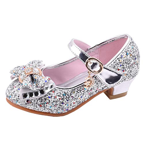 IQYU Prinzessin Schuhe MäDchen GroßE Kinder Perle Strass Paillette Bowknot Elegant Absatzschuhe, Einzelne Schuhe, Crystal Schuhe, rutschfest Kleinkindschuhe Performance Sommersandalen von IQYU