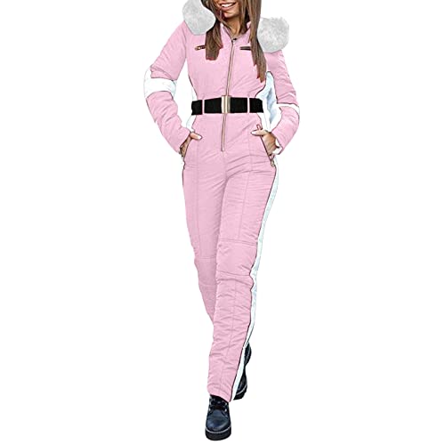 IQYU Schneeanzug Damen, Skianzug Damen Einteiler Warm Skioverall Winter Warme Schnee Skifahren Outdoor Jumpsuit Mit Kapuze ReißVerschluss SkianzüGe Wasserdicht Snowboard Skisuit- SkianzüGe Ski-Anzug von IQYU