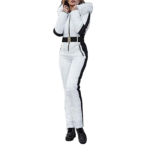 IQYU Skianzug Damen Einteiler Warm: Schneeanzug Damen Einteiler Skioverall Winter Hoodie Snowboard Skisuit Schnee-Jumpsuit Overall Outdoor Sport Ski-Anzug Schnee Skifahren SäTze- Snowboardjacke von IQYU