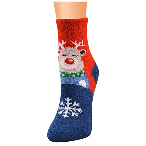 IQYU Socken Damen 39-42 Weihnachtssocken Warm Wintersocken Damen Herren Overknee Socken Rutschfeste Thermosocken Weihnachts Geschenk Weiche Kuschelsocken Kuschelig Warmesocken von IQYU