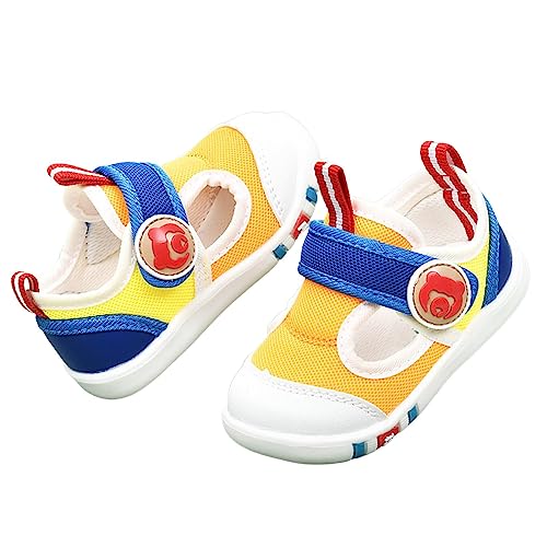 IQYU Sommerschuhe Baby-Sandalen für und Mädchen, für Neugeborene, Sommer-Sportschuhe, niedliche atmungsaktive Netz-Design, flache Schuhe Baby Sommer Sandalen Mädchen (Yellow, 23 Infant) von IQYU