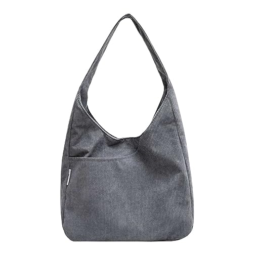 IQYU Taschen Klein Modische Cord-Tasche, lässige große Kapazität, Umhängetasche für Damen, Reisen, Sport, Segeltuchtasche Umhängetaschen Herren Groß 17 (Grey, One Size) von IQYU