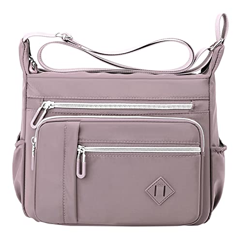 IQYU Taschen Schule Oberstufe Aus Stoff Damen Schulter Handtasche Geräumig Mehrere Taschen Tasche Damen Crossbody Geldbörse Mode Tragetasche Top Satchel Taschen Damen Umhängetasche (Grey, One Size) von IQYU