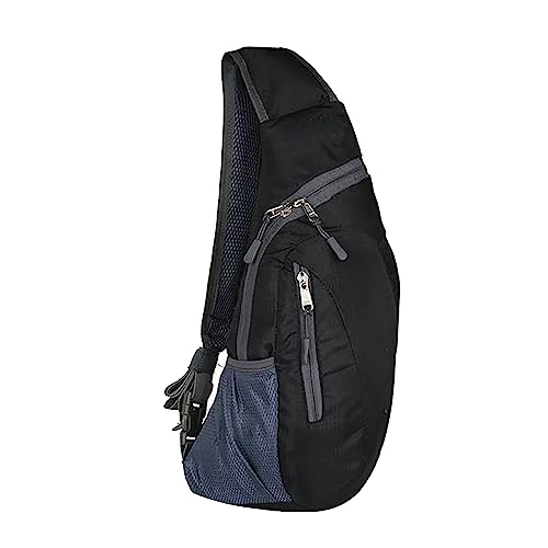 IQYU Weste Mit Taschen Herren und Damen, einfarbig, mit Reißverschluss, faltbar, Brusttasche, einzelne Schulter, Umhängetasche, Sporttasche, Outdoor-Umhängetasche Taschen Zugvögel (Black, One Size) von IQYU