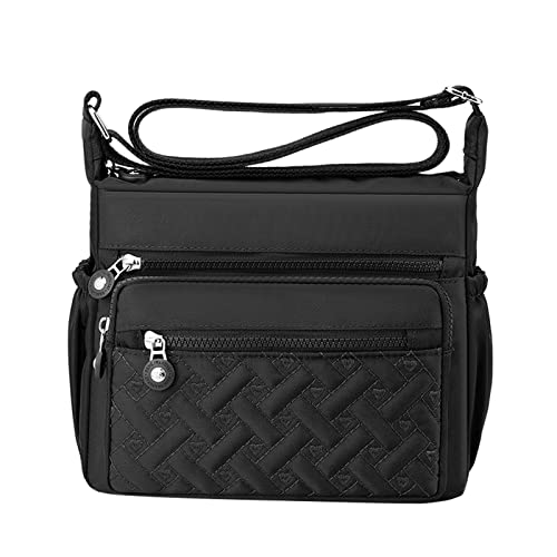 IQYU Würfel Groß Schaumstoff Mit Taschen Damen Multi Pocket Lässige wasserdichte Crossbody Handtaschen Schulter Messenger Bag für Reisen Wandern täglich Kinderwagen Taschen Groß (Black, One Size) von IQYU