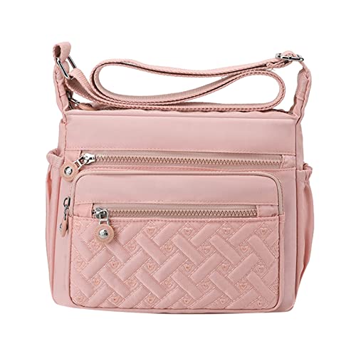 IQYU Würfel Groß Schaumstoff Mit Taschen Damen Multi Pocket Lässige wasserdichte Crossbody Handtaschen Schulter Messenger Bag für Reisen Wandern täglich Kinderwagen Taschen Groß (Pink, One Size) von IQYU