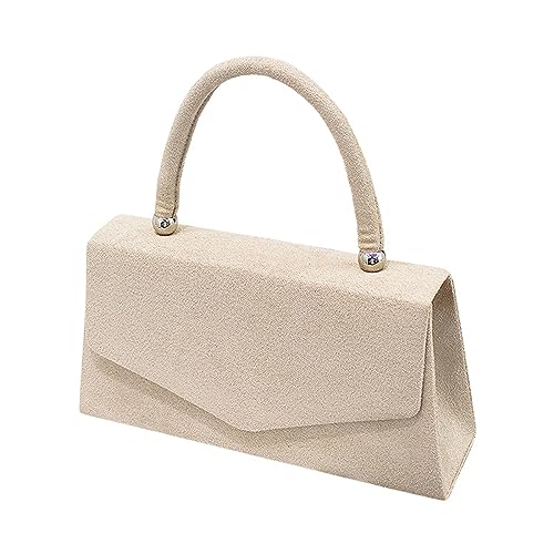 IQYUnter 10 Damen Taschen Damen-Tasche aus Wildlederimitat, Henkel, Handtasche, Party, Hochzeit, Rennen Hunde Handtuch Taschen (Beige, One Size) von IQYU