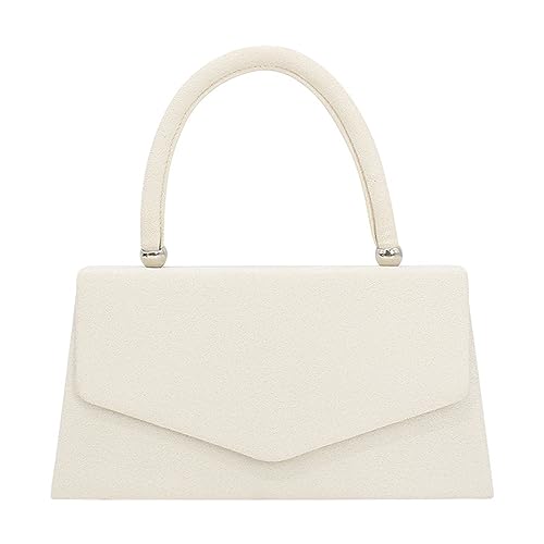 IQYUnter 10 Damen Taschen Damen-Tasche aus Wildlederimitat, Henkel, Handtasche, Party, Hochzeit, Rennen Hunde Handtuch Taschen (White, One Size) von IQYU