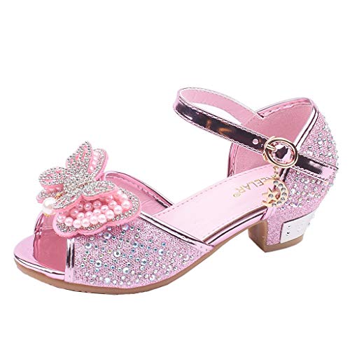 Mädchen Prinzessin Schuhe Perle Kristall - Sommerschuhe Baby Mädchen Kinderschuhe Mit Absatz Hochzeitsschuhe Pailletten-Kinderschuhe Mary Jane Schuhe Mit Glitzer Kinder Sandalen Glitzerschuhe von IQYU