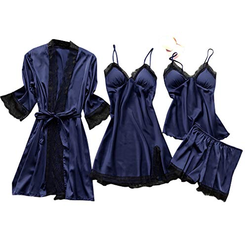 Schlafanzug Outfit Damen Unterwäsche Satin Sexy Schlafhose Loungewear Damen Nachthemd Hausanzug Frauen Hausanzug Schlafanzug Pyjama Set Sleepwear Nachtwäsche Damen Dessous Höschen von IQYU