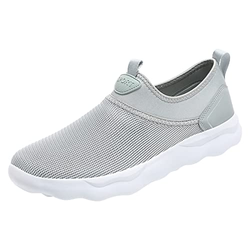 Sportschuhe Herren Klettverschluss 42 Männer Sport Schuhe Mode Sommer Muster Einfache Feste Mesh Atmungsaktiv Komfortable Dicke Sohle Weiche Sohle Slip Auf Schuhe Herren Sportschuhe 42 Mesh (Grey, 45) von IQYU