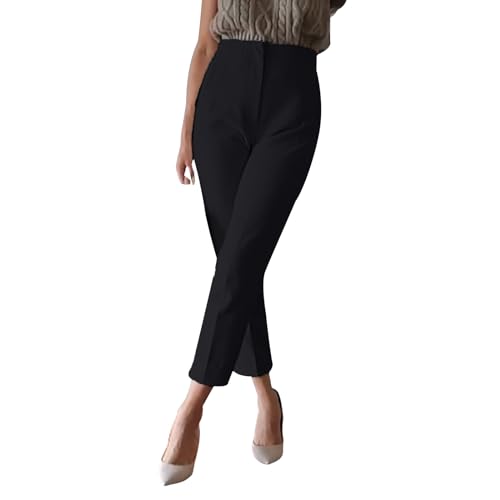 Stoffhose Damen 7/8 Sommer Elegant - Anzughose Damen High Waist Curvy Business-Hosen Einfarbig Arbeitshose Stretch Bürohose Elegant Sommerhose Dreiviertel Hose 3/4 Caprihose Palazzo Hose Freizeithose Stoffhose Damen 7/8 Sommer Elegant - Anzughose Damen High Waist Curvy Business-Hosen Einfarbig Arbeitshose Stretch Bürohose Elegant Sommerhose Dreiviertel Hose 3/4 Caprihose Palazzo Hose Freizeithose von IQYU