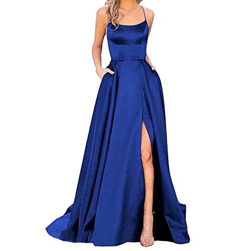 Swing Cocktailkleid Damen Festlicher Kleid - Party Kleider Damen Hell, Seite Split Sexy Abendkleid Elegant Hochzeitskleid Curvy Partykleid A Linie Maxikleid Mit Großem Saum Generic Ballkleid von IQYU