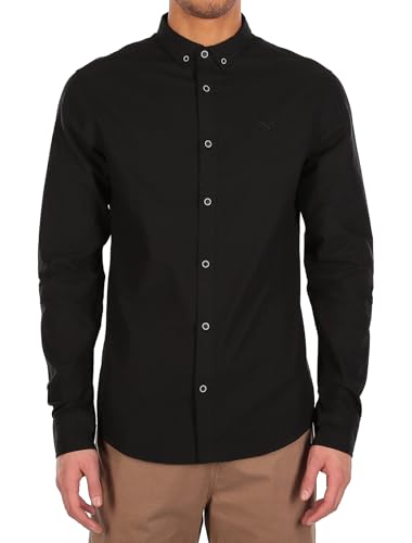 IRIEDAILY Herren Bio-Baumwoll Hemd - Samuel LS Shirt - Einfarbiges Button-Down Langarmshirt in Uni Black, L von IRIEDAILY