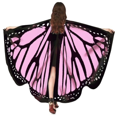 ISAKEN Schmetterling Umhang Damen Karnevalskostüm Schmetterling Schal Pixie Cosplay Zubehör Weiches Schmetterling Umhang Kostüm für Halloween Cosplay Karneval Fasching Party von ISAKEN