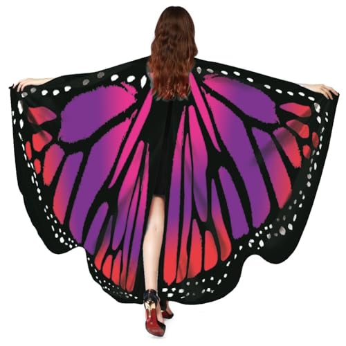 ISAKEN Schmetterling Umhang Damen Karnevalskostüm Schmetterling Schal Pixie Cosplay Zubehör Weiches Schmetterling Umhang Kostüm für Halloween Cosplay Karneval Fasching Party von ISAKEN