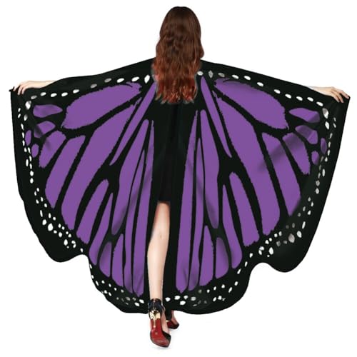 ISAKEN Schmetterling Umhang Damen Karnevalskostüm Schmetterling Schal Pixie Cosplay Zubehör Weiches Schmetterling Umhang Kostüm für Halloween Cosplay Karneval Fasching Party von ISAKEN