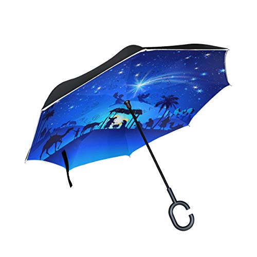 ISAOA Doppelschichtiger umgekehrter faltbarer Regenschirm, selbststehend, frei stehend, Autoschirm, Weihnachts-Krippe, winddicht, UV-Schutz, gro?er gerader Regenschirm ISAOA Doppelschichtiger umgekehrter faltbarer Regenschirm, selbststehend, frei stehend, Autoschirm, Weihnachts-Krippe, winddicht, UV-Schutz, gro?er gerader Regenschirm von ISAOA