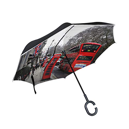 ISAOA Gro?er, umgekehrter, faltbarer Regenschirm, doppellagig, winddicht, UV-Schutz, Regenschirm, f¨¹r den Au?enbereich, C-f?rmiger Griff, selbststehend, die Stra?en von London ISAOA Gro?er, umgekehrter, faltbarer Regenschirm, doppellagig, winddicht, UV-Schutz, Regenschirm, f¨¹r den Au?enbereich, C-f?rmiger Griff, selbststehend, die Stra?en von London von ISAOA