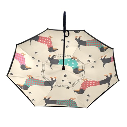 ISAOA Großer Regenschirm, umgekehrter Regenschirm, winddicht, doppellagig, umgekehrt, faltbarer Regenschirm für Auto, Regen, Outdoor, C-förmiger Griff, Regenschirm, Dackel, Welpenkleidung, ISAOA Großer Regenschirm, umgekehrter Regenschirm, winddicht, doppellagig, umgekehrt, faltbarer Regenschirm für Auto, Regen, Outdoor, C-förmiger Griff, Regenschirm, Dackel, Welpenkleidung, von ISAOA