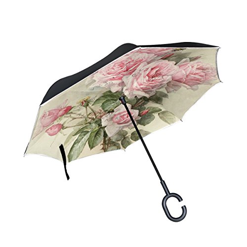 ISAOA Regenschirm, umgekehrter Regenschirm, Winddicht, doppellagige Konstruktion, seitenverkehrt Regenschirm f¨¹r Auto Regen Outdoor, C-Regenschirm, selbststehend, Rosen, Bl¨¹ten ISAOA Regenschirm, umgekehrter Regenschirm, Winddicht, doppellagige Konstruktion, seitenverkehrt Regenschirm f¨¹r Auto Regen Outdoor, C-Regenschirm, selbststehend, Rosen, Bl¨¹ten von ISAOA