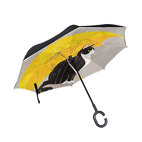 ISAOA gro?er invertierter, winddichter Regenschirm, doppellagige Konstruktion, umgeklappter Regenschirm f¡§1r Auto, Regen, Au?enbereich, C-f?rmiger Griff ISAOA gro?er invertierter, winddichter Regenschirm, doppellagige Konstruktion, umgeklappter Regenschirm f¡§1r Auto, Regen, Au?enbereich, C-f?rmiger Griff von ISAOA